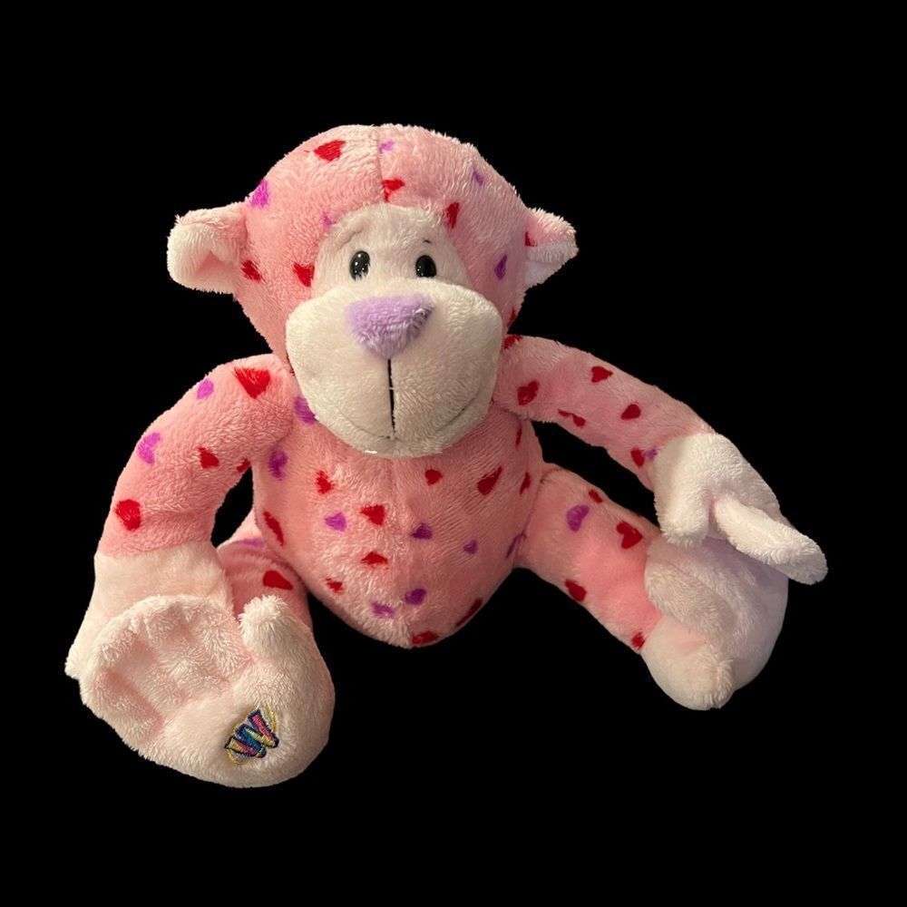Ganz pink and red heart design plush monkey from Webkinz series